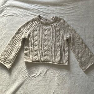 Cropped Wool Sweater Flare Sleeves